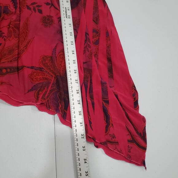 Soft Surroundings Top Womens XL Red Floral Paisley Open Front Asummetric - Picture 4 of 6